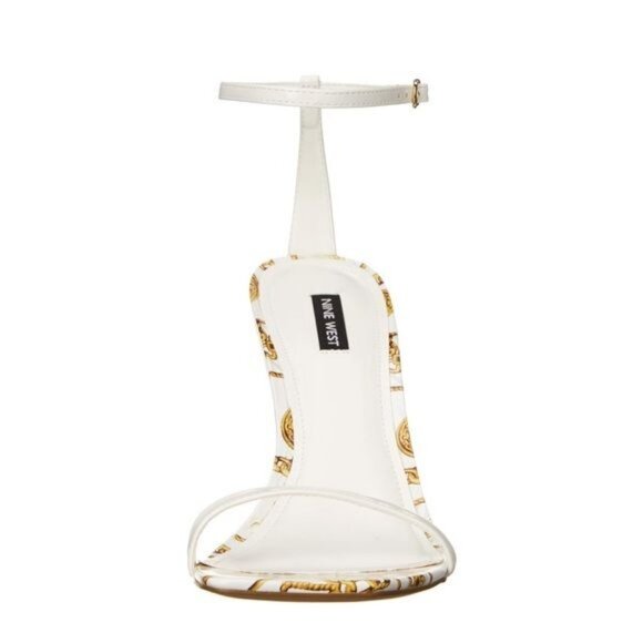 NINE WEST Yess Square Toe Tapered Heel Dress Sandals in White Chain Multi Size 6 - Picture 10 of 11